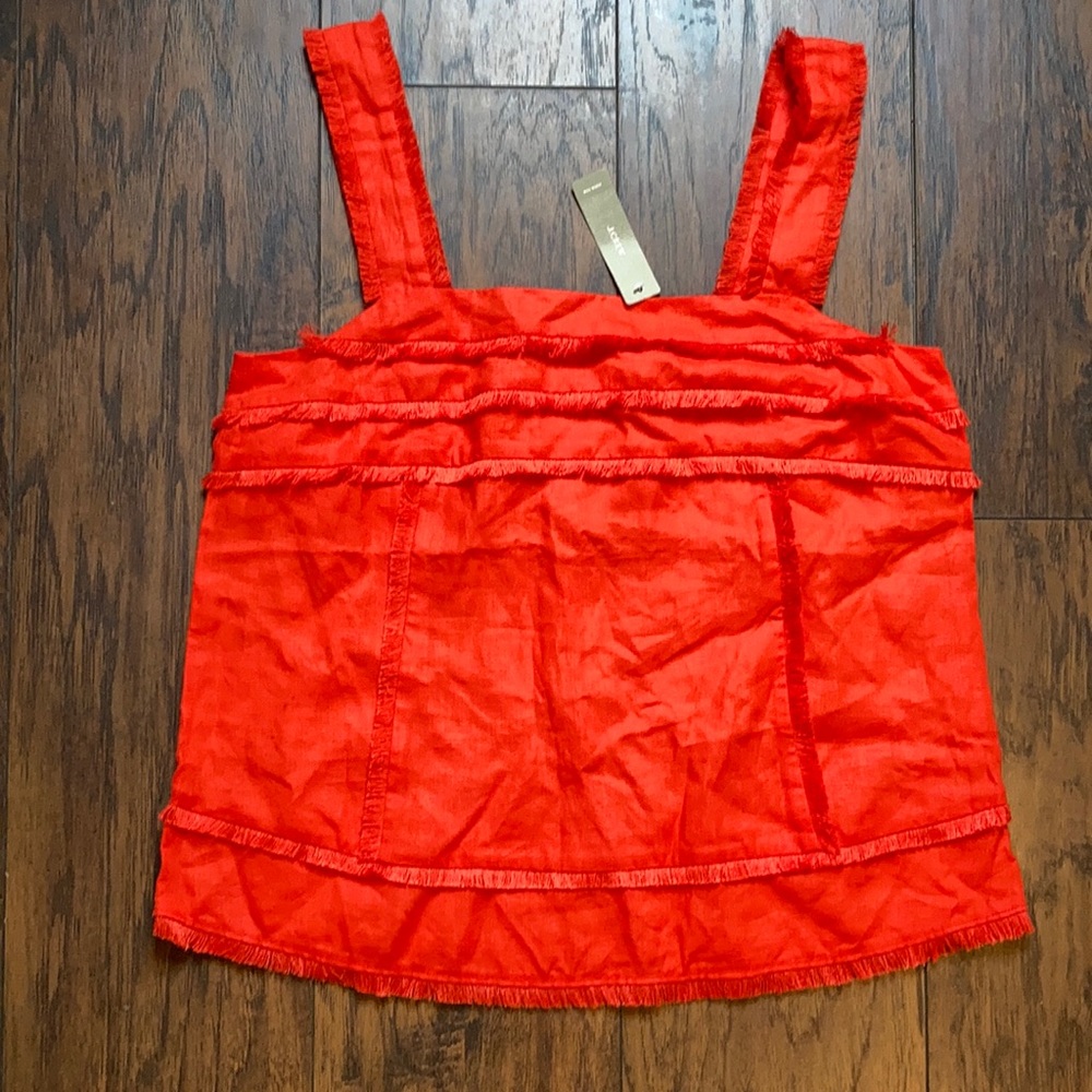J. Crew Red Ruffle Tank Top
